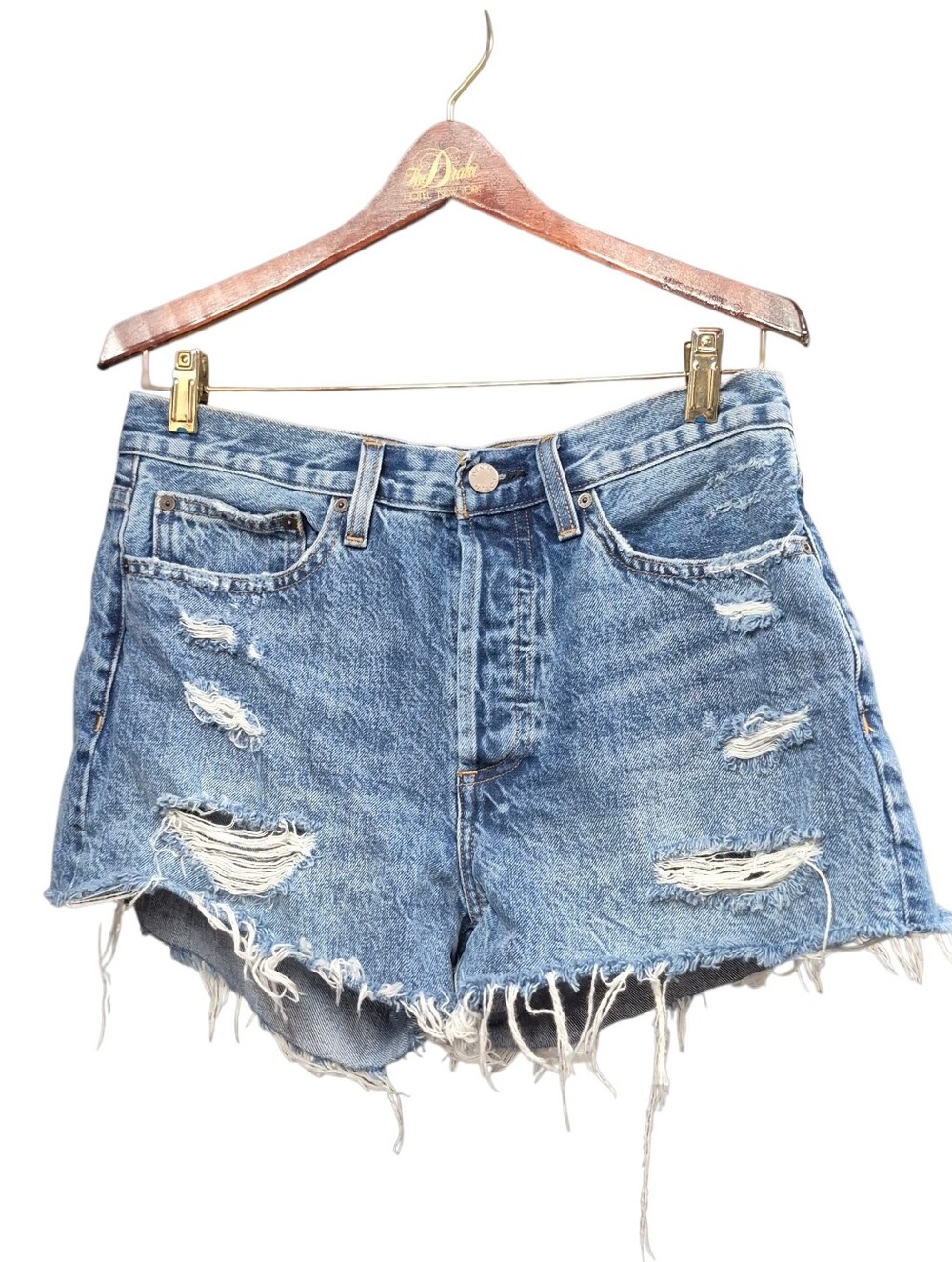 Denim Forum Denim Shorts Women's Size 28 Distressed Boyfriend Jean Button Fly